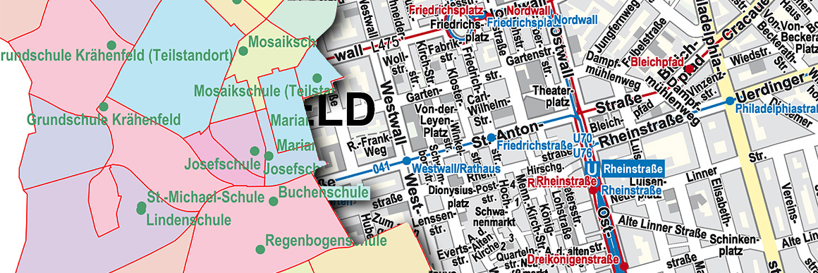Ausschnitte aus zwei digitalen Karten