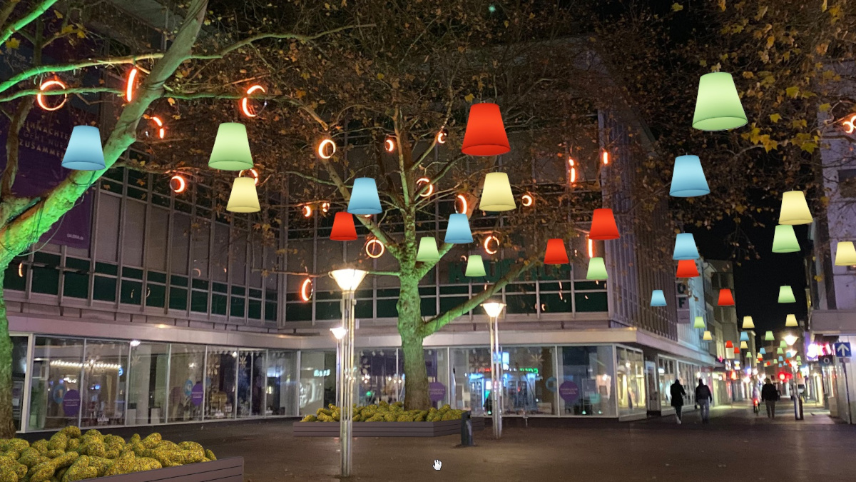 Bunte Lampions und Leuchtringe: So könnte es bald am Neumarkt aussehen. Animation: Stadt Krefeld, Stadtmarketing Bunte Lampions und Leuchtringe: So könnte es bald am Neumarkt aussehen. Animation: Stadt Krefeld, Stadtmarketing